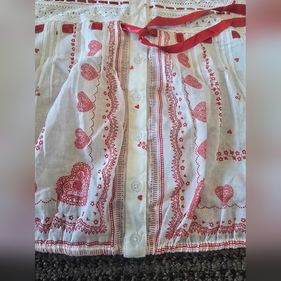 Free People White Blouse with Pink Heart Accents - Picture 9 of 9